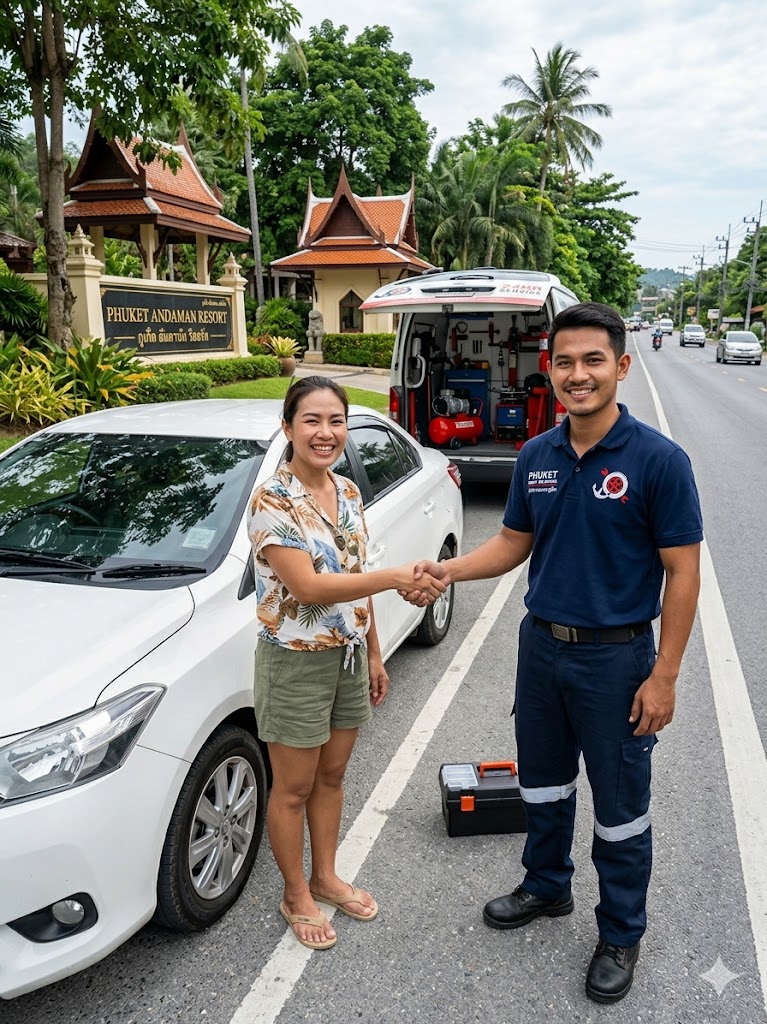 ปะยางรถยนต์ถึงบ้าน ภูเก็ต! ด่วน! 24 ชม. ช่างถึงไว ไม่ต้องรอ